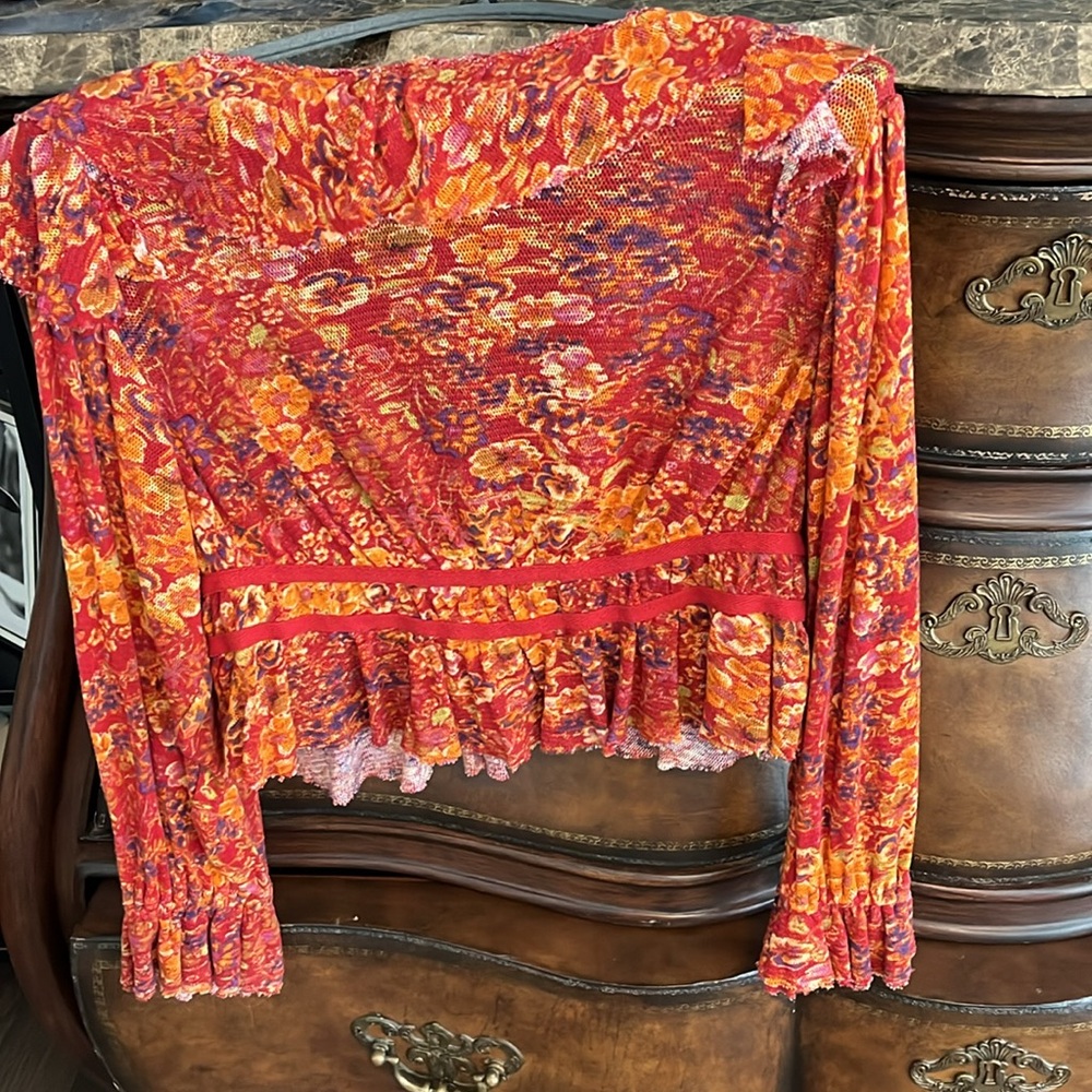 Free People boho chic ruffle top M - Picture 5 of 6